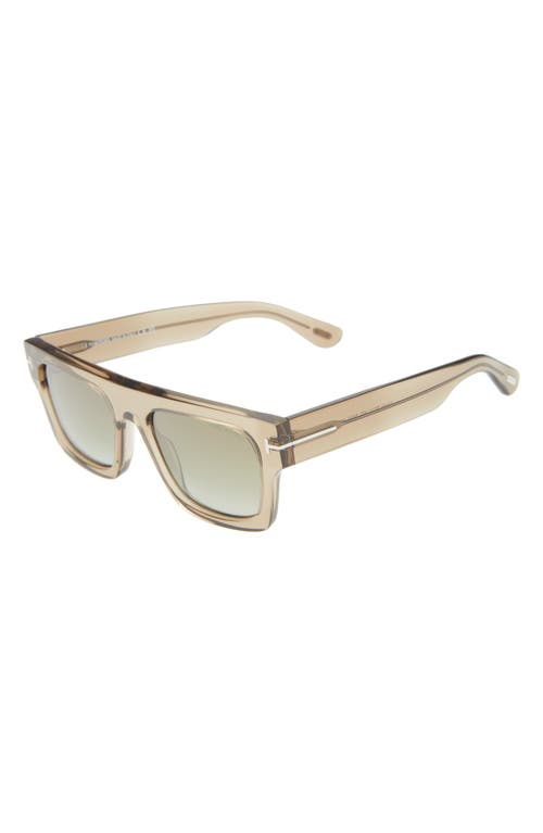 Shop Tom Ford Fausto 53mm Geometric Sunglasses In Light Brown/green Mirror