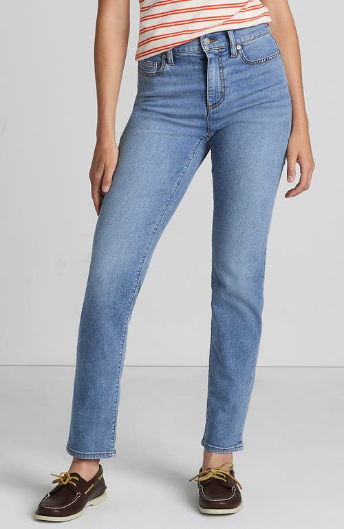 Shop Lands' End Recover High Rise Straight Leg Blue Jeans In Beau Blue