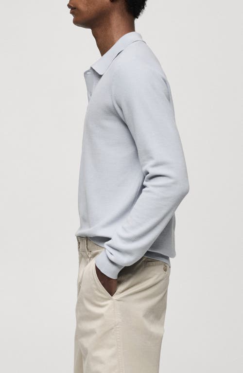 Shop Mango Structured Long Sleeve Polo Top In Sky Blue