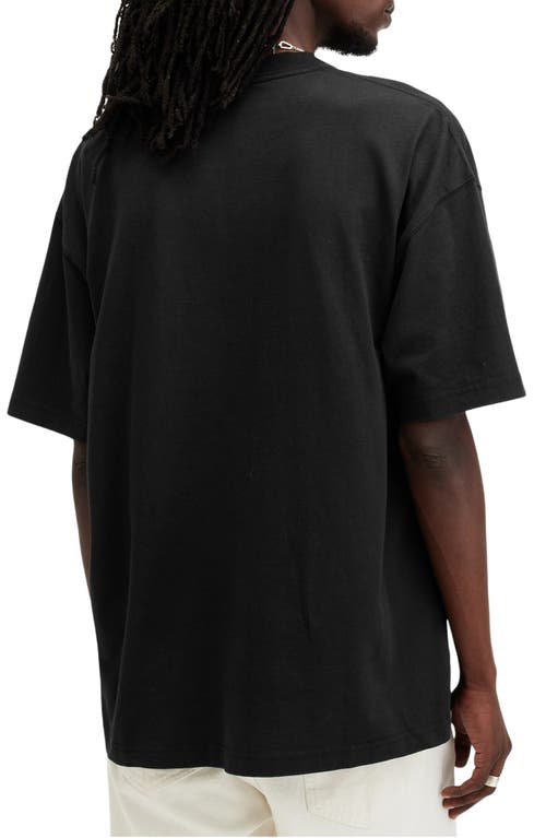 Allsaints Mens Jet Black Biggy Logo-print Relaxed-fit Organic-cotton T-shirt In Jet Black