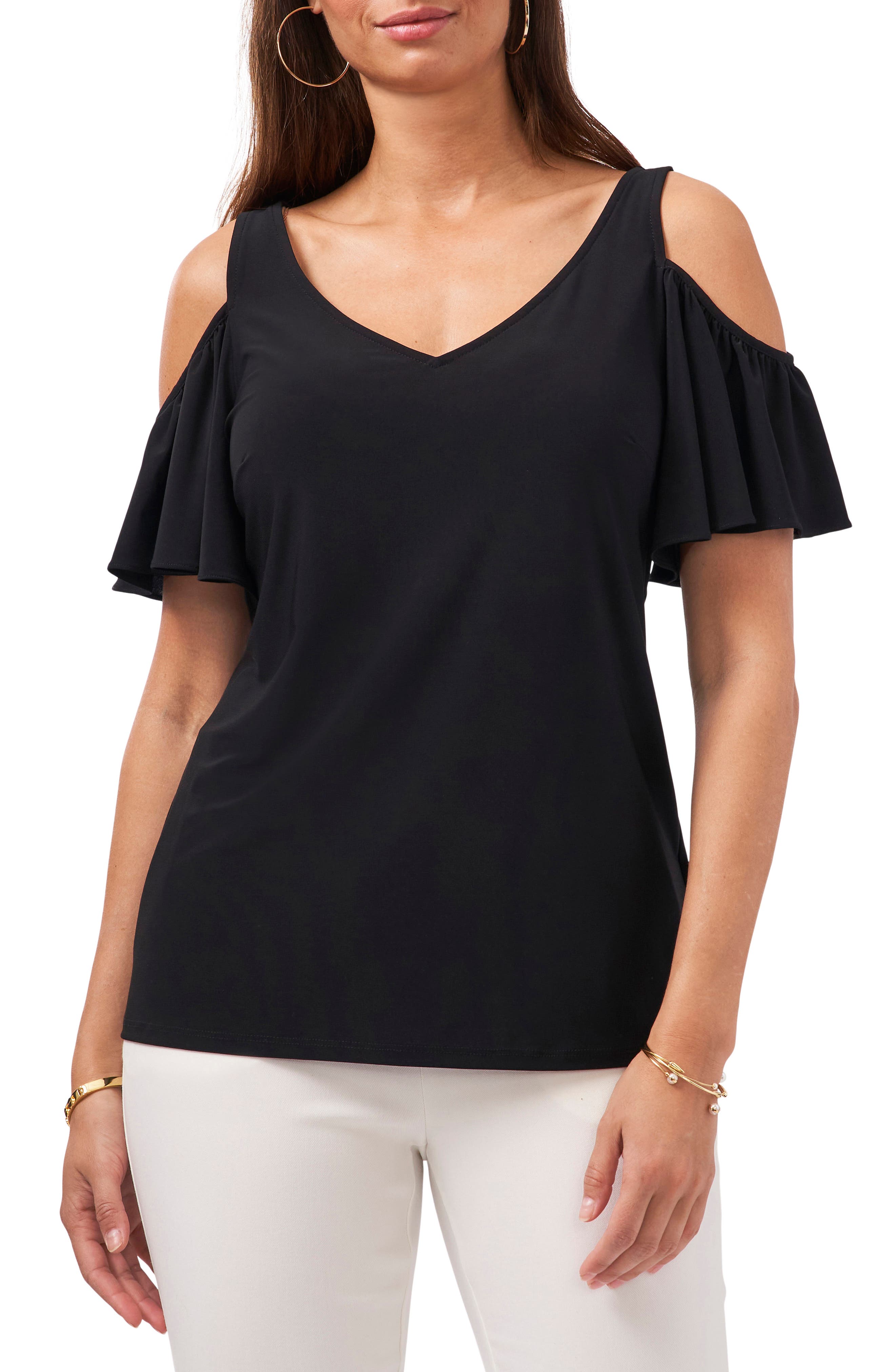 dressy black off the shoulder top