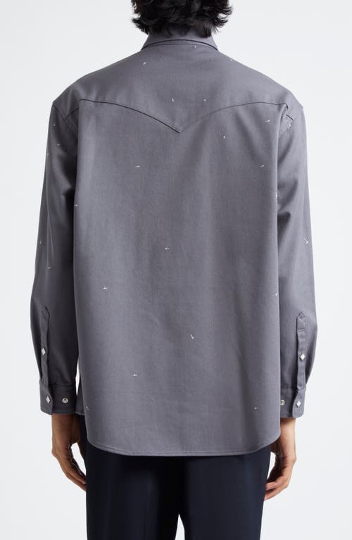 Undercover Cross Embroidered Western Twill Snap-up Shirt In Gray