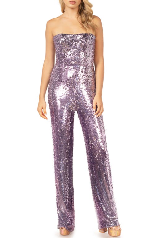 Andy Sequin Strapless Jumpsuit in Lavender Multi
