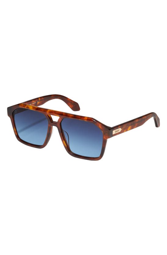 Shop Quay Soundcheck 48mm Gradient Aviator Sunglasses In Brown Tortoise / Navy Blue