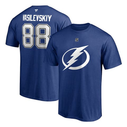 Men's Fanatics Branded Andrei Vasilevskiy Blue Tampa Bay Lightning  Authentic Stack Name & Number T-Shirt