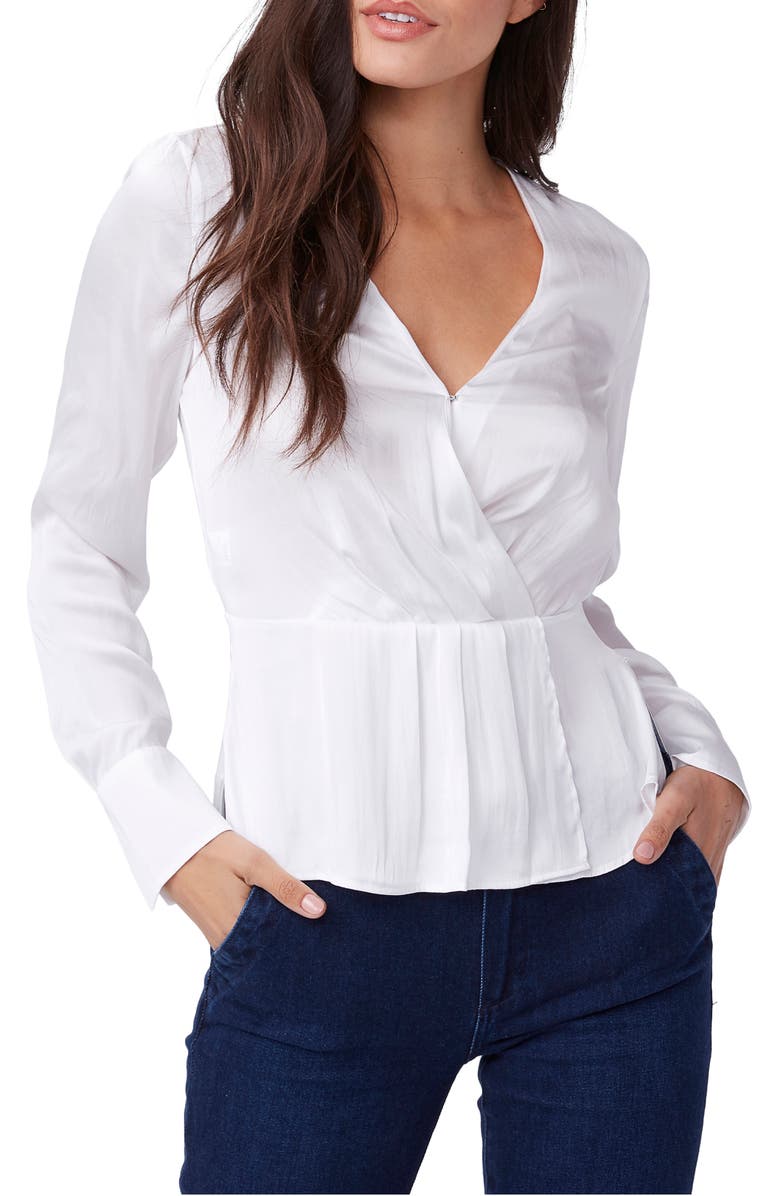 PAIGE Vistah Faux Wrap Blouse, Main, color, WHITE