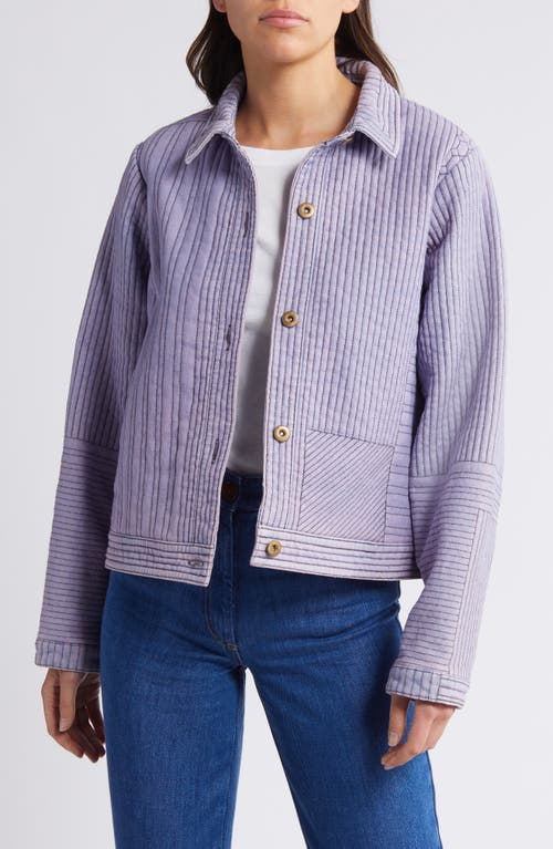 Shop Sessun Sessùn Lonavla Topstitch Denim Jacket In Orchid