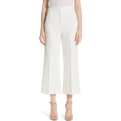 St. John Collection Bella Double Weave Crop Flare Pants, White