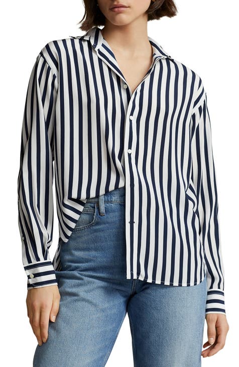 Chanel White linen top stitch button down cc logo Shirt blouse at