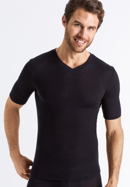 Hanro Silk Cashmere Short Sleeve Shirt In Black