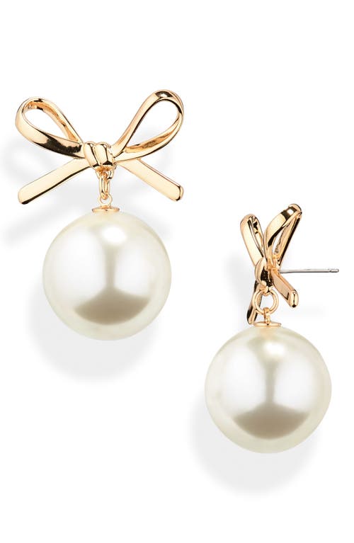 Carolina Herrera Imitation Pearl Drop Earrings in Pearl/Gold 917 at Nordstrom