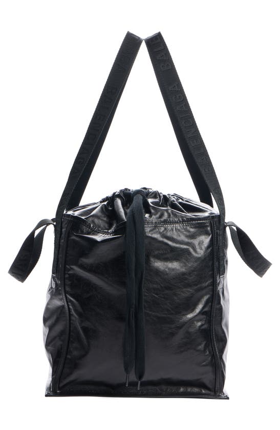 Shop Balenciaga Medium Calfskin Leather Cargo Tote In Black