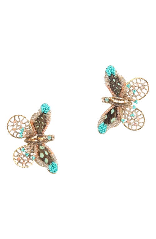 Deepa Gurnani Cate Butterfly Earrings in Mint
