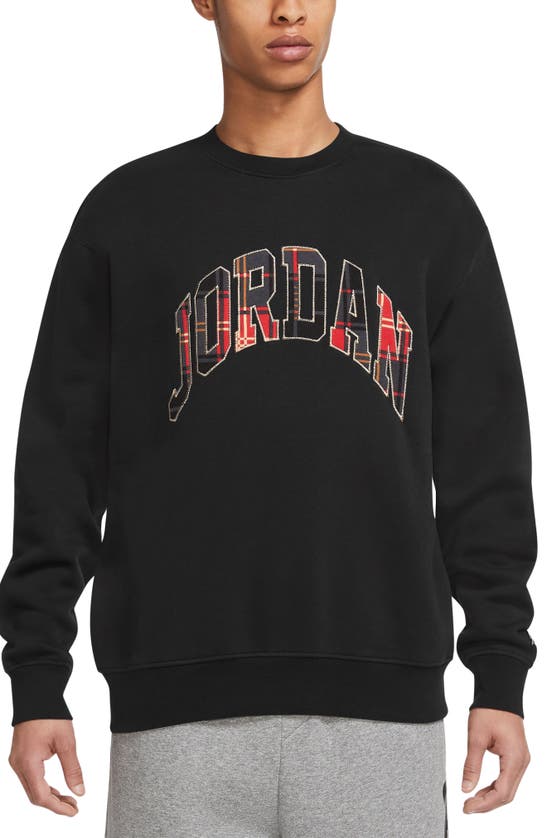 Jordan Holiday Plaid Embellished Logo Sweatshirt In Black / Rattan