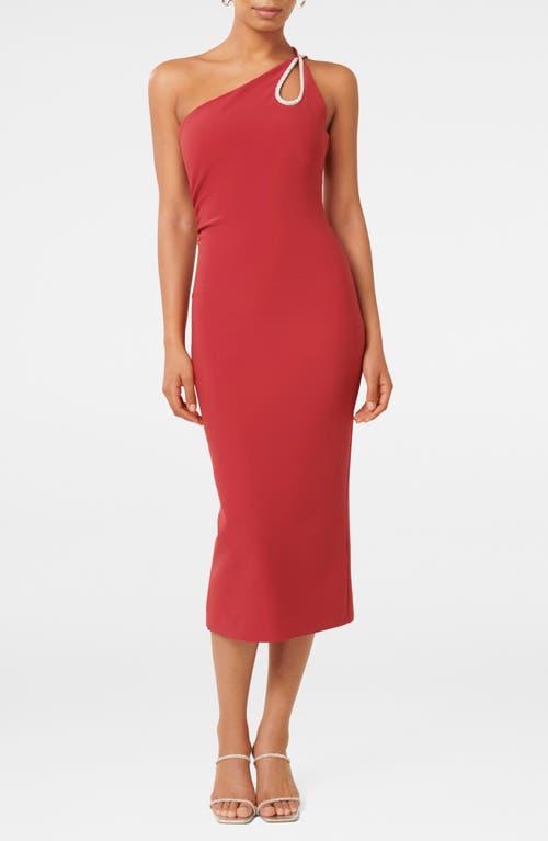 Shop Ever New Jasmine One-shoulder Cocktail Midi Dress In Red