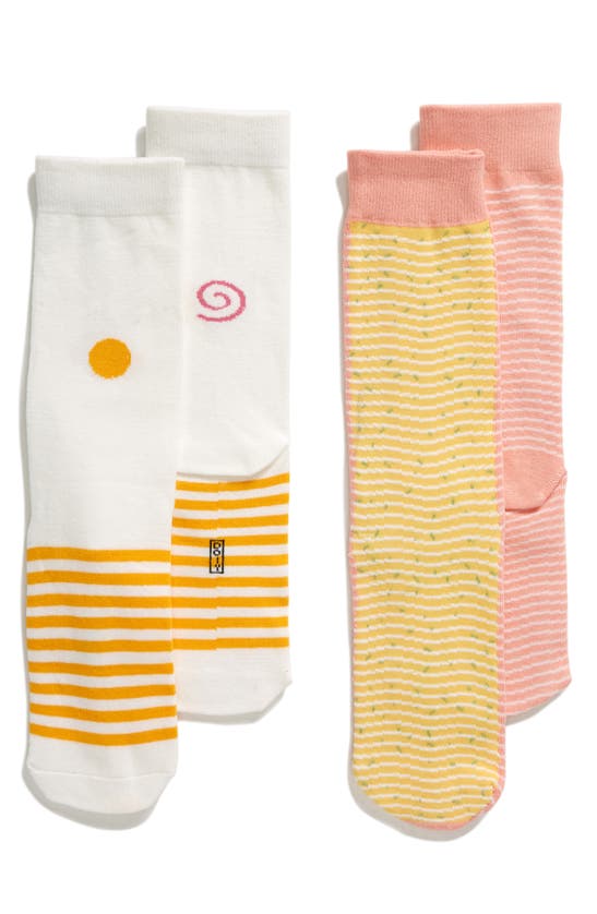 Shop Doiy Pack Of 2 Miso Ramen Socks In Yellow Multi-color