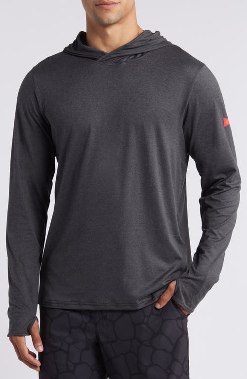 Shop Florence Sun Pro Adapt Long Sleeve Hooded Performance Top In Heather Black