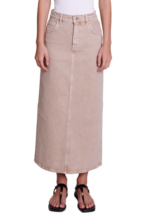 Shop Maje Jextran Denim Midi Skirt In Brown