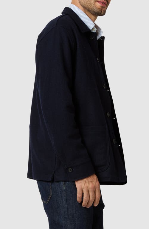 Shop Sid Mashburn Felted Wool Button-up Chore Jacket In Navy Wool Melton