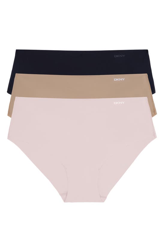 Shop Dkny Litewear Cut Anywhere Assorted 3-pack Hipster Briefs In Black/ Glow/ Pink