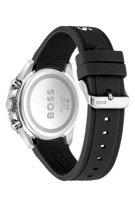Shop Hugo Boss Runner Chronograph Silicone Strap Watch, 44mm In Black