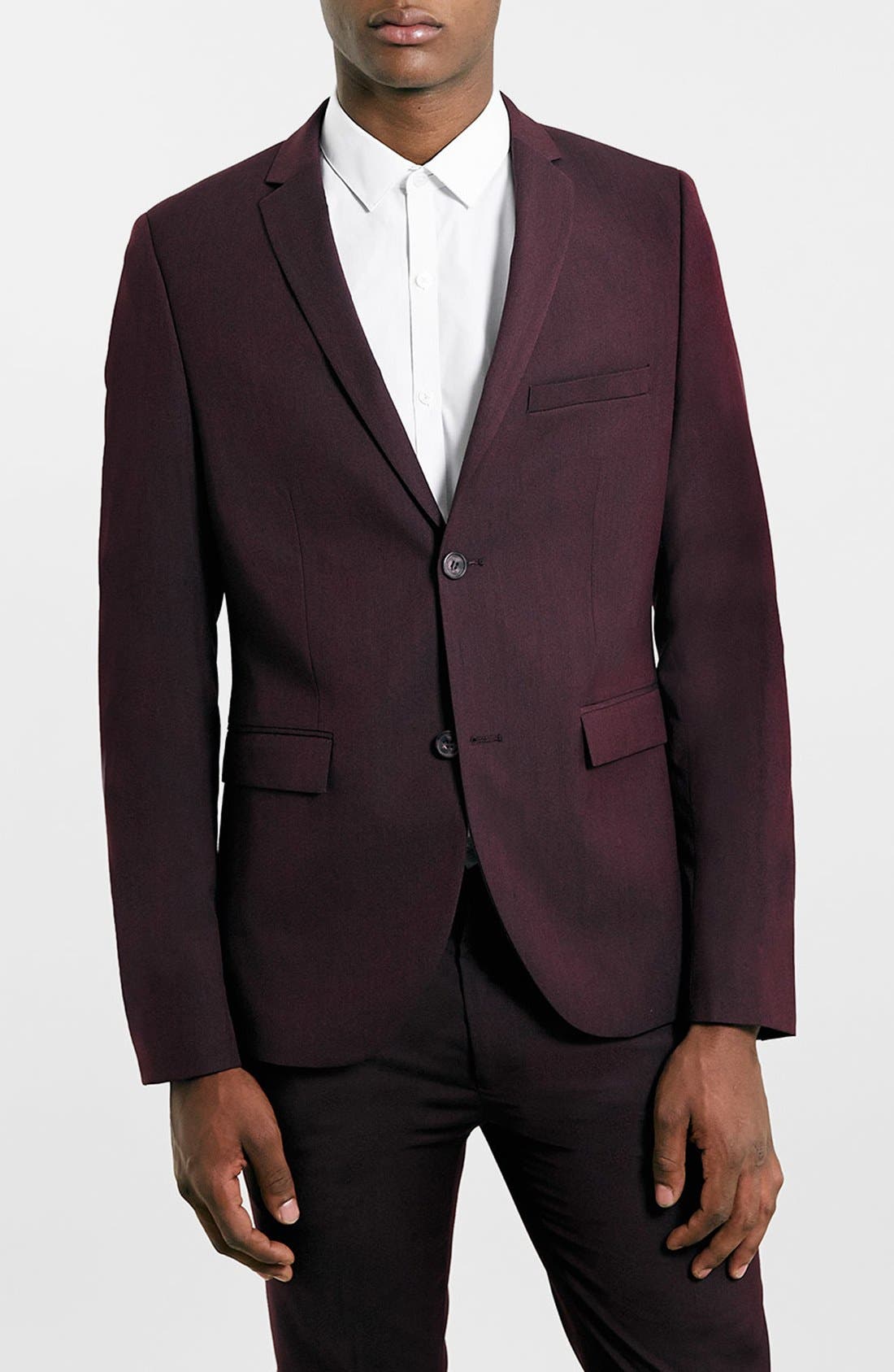 Topman Burgundy Ultra Skinny Fit Suit Jacket Nordstrom