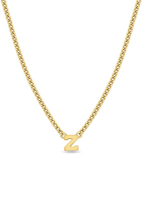 Zoë Chicco Curb Chain Initial Pendant Necklace in Yellow Gold-Z at Nordstrom, Size 16