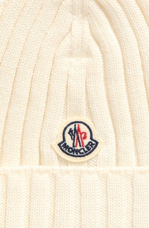 Moncler Rib Wool Beanie In White