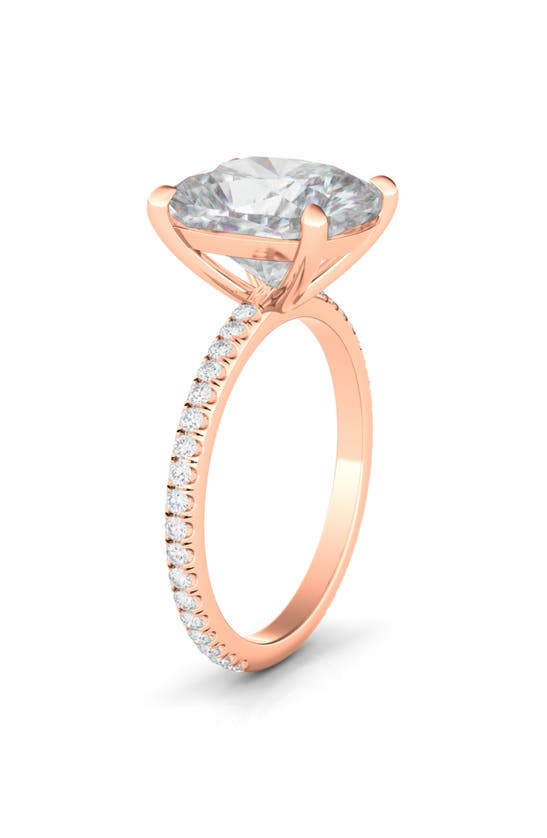Hautecarat Cushion & Pavé Lab Created Diamond 18k Gold Ring In 18k Rose Gold