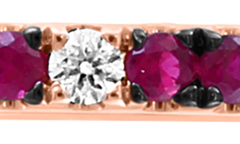 Effy 14k Rose Gold Diamond & Ruby Huggie Hoop Earrings In Rose Gold