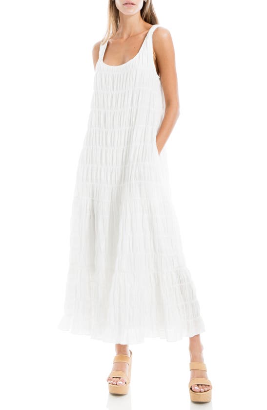 Shop Max Studio London Smocked Tiered Maxi Dress In White-white