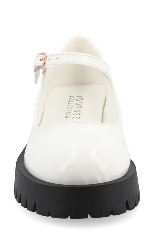 Journee Collection Kamie Mary Jane Platform Flat In Patent/white