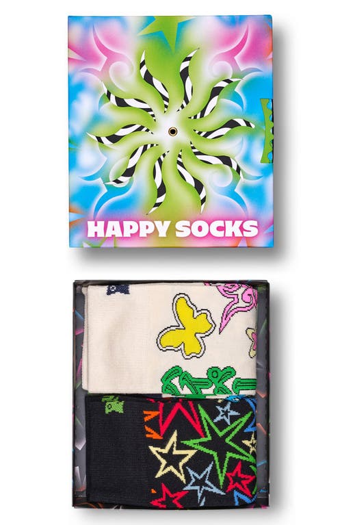 Happy Socks Spinning Wheel Assorted 2-pack Socks Gift Set In White