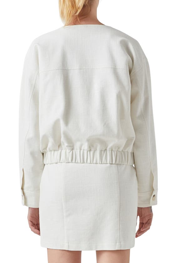 Shop Grey Lab Pocket Collarless Jacket In Ivory