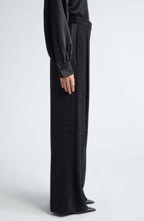 Shop Max Mara Navigli Sequin Stretch Virgin Wool Bouclé Trousers In Black