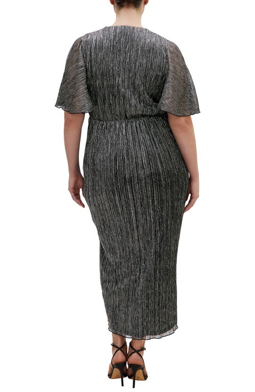 City Chic Lily Metallic Ruched Dress In Black