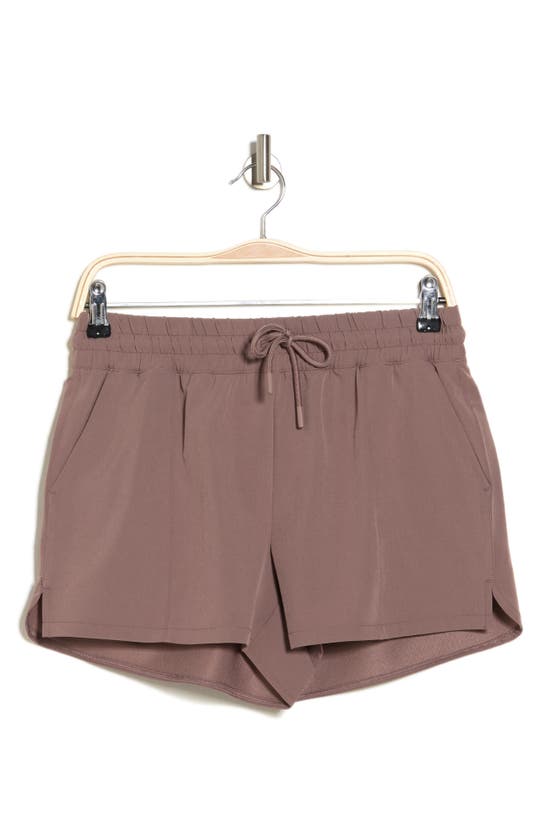 90 Degree By Reflex Citylite High Rise Running Shorts In Deep Taupe