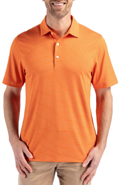 Cutter & Buck Forge Eco Fine Line Stripe Stretch Recycled Mens Polo In College Orange/white
