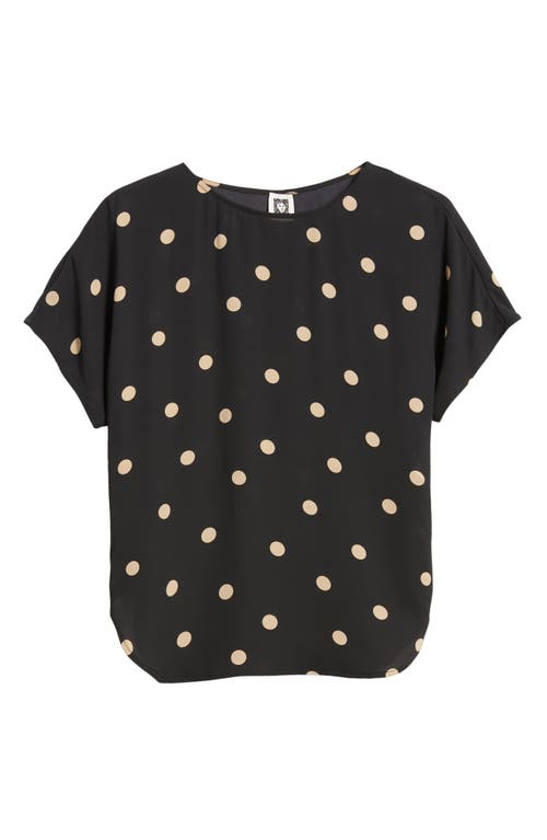 Anne Klein Plus Size Dot-print Bateau-neck Short-sleeve Blouse In Anne Black/latte
