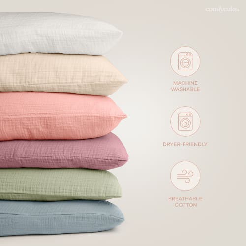 Comfy Cubs Toddler Pillow With Soft Muslin Pillowcase, Pack Of 2 In Sage