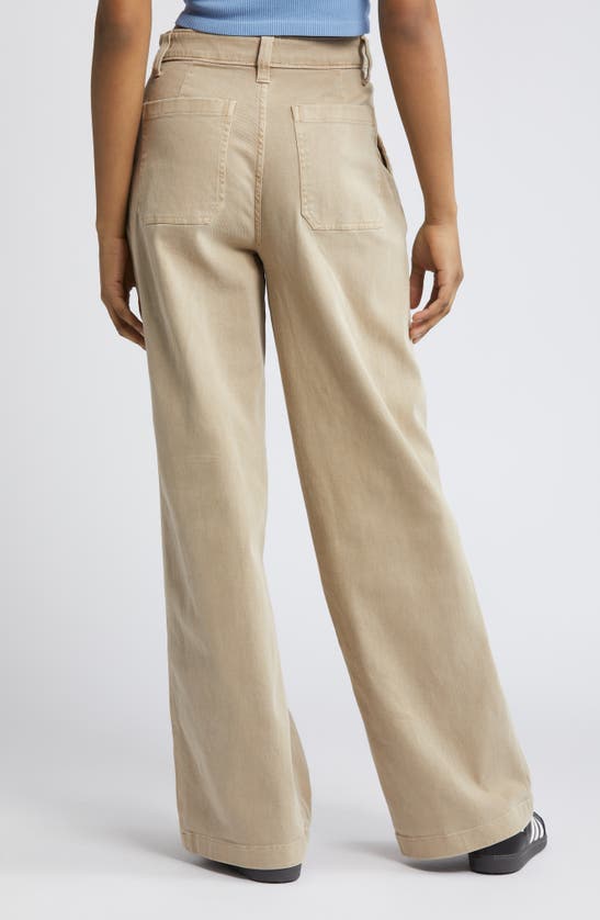 Bp. High Waist Wide Leg Twill Pants In Tan Mink