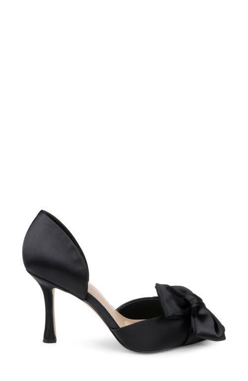 Jewel Badgley Mischka Women's Sidney Slip On Evening Bow Pumps In Black Satin