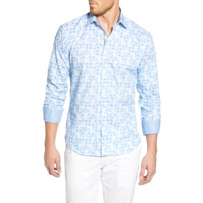 Bugatchi Shaped Fit Performance Shirt, Blue