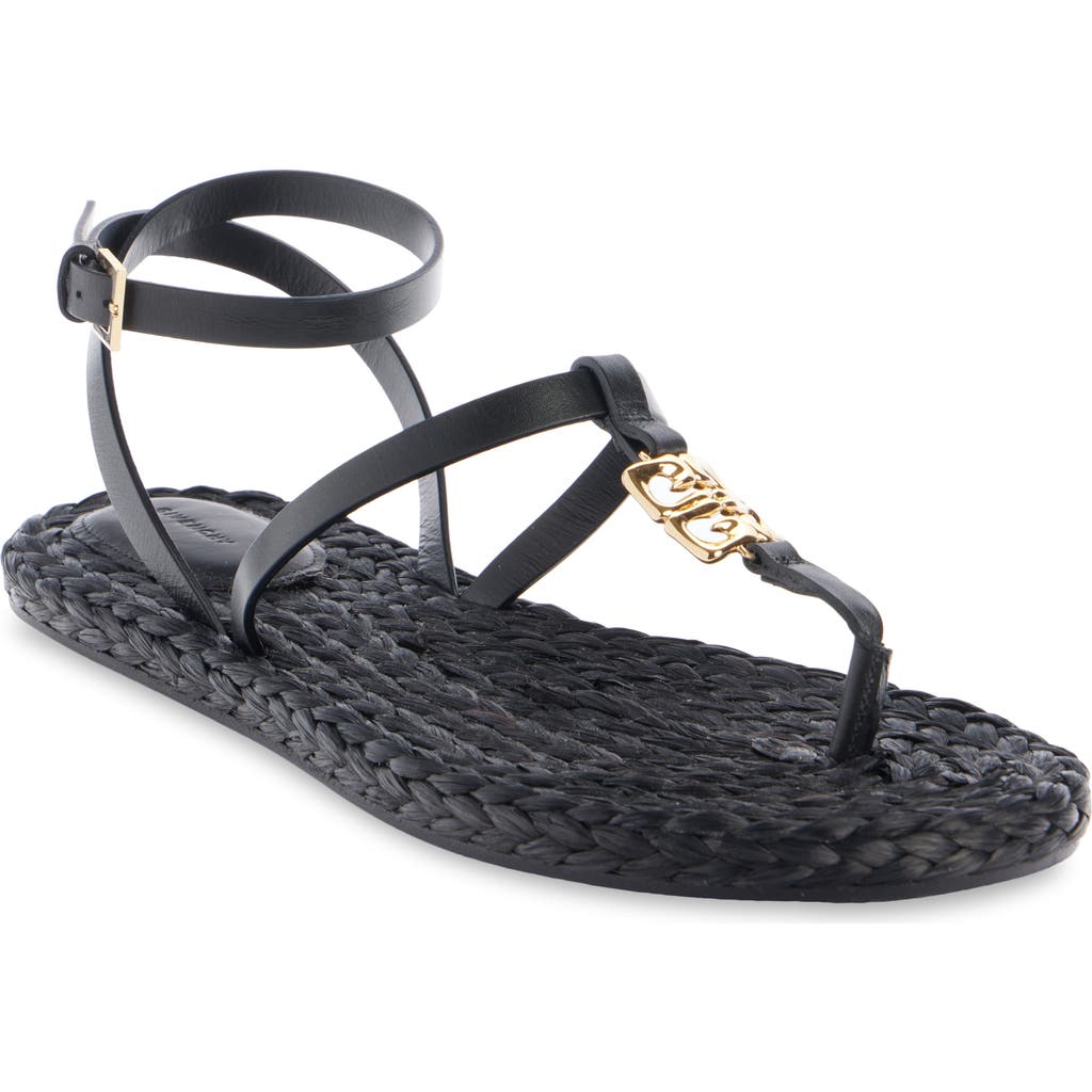 Givenchy Liquid 4g Logo Raffia Sandal In Black