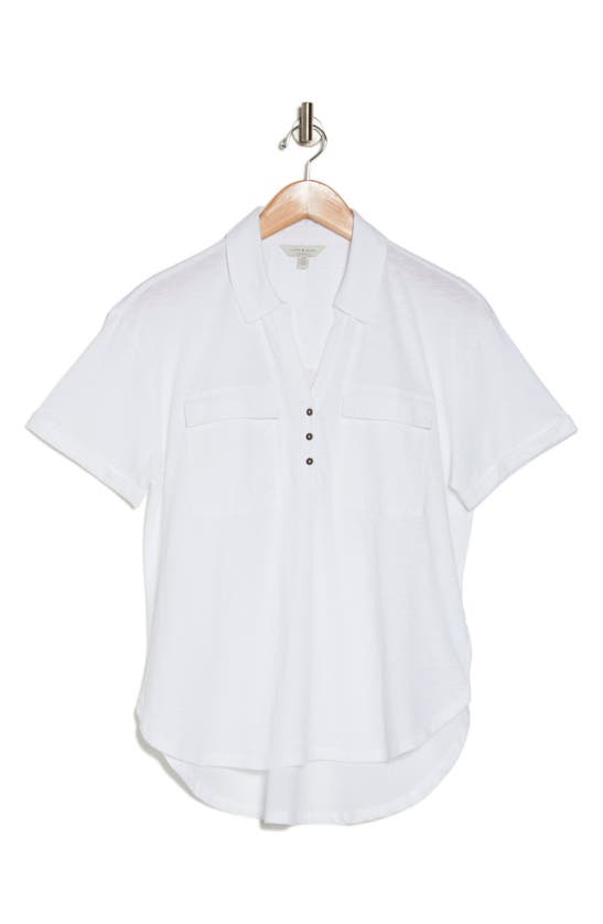 Shop Lucky Brand Cotton Half Placket Pocket Shirt In Bright White
