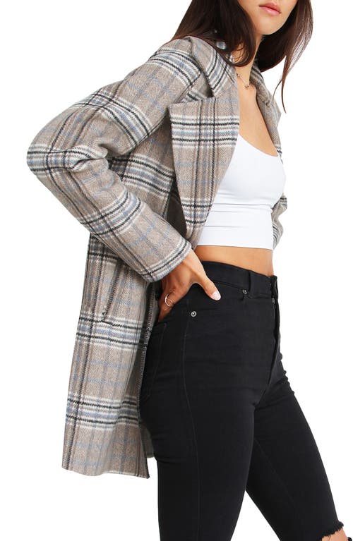 Shop Belle & Bloom Ex-boyfriend Plaid Wool Blend Coat In Ex-bf Plaid Oat