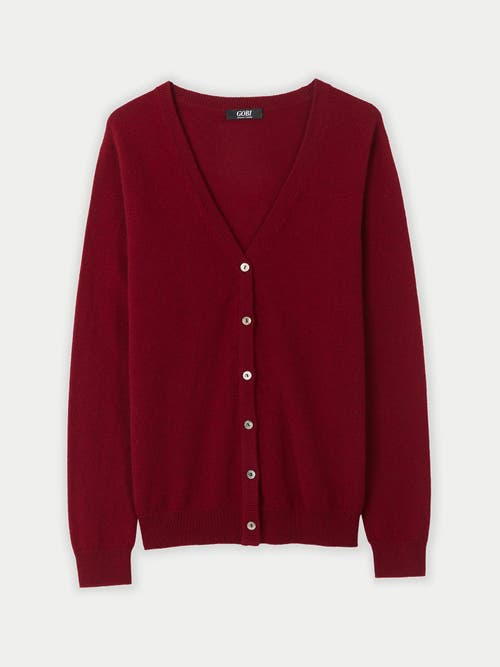 Gobi Cashmere V-neck Cardigan In Bordeaux