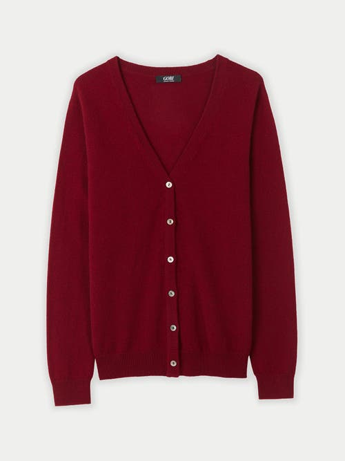 Shop Gobi Cashmere V-neck Cardigan In Bordeaux