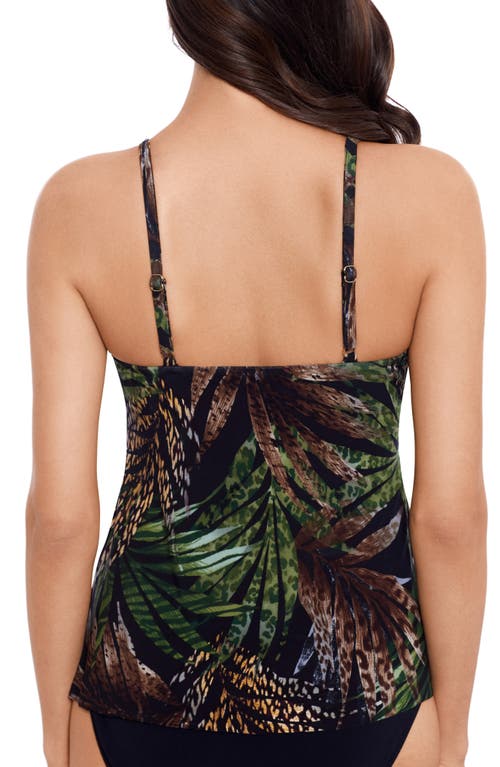 Magicsuit Womens Nighthawk Tiered Tankini Top Shirred Bikini Bottoms In Blk/multi
