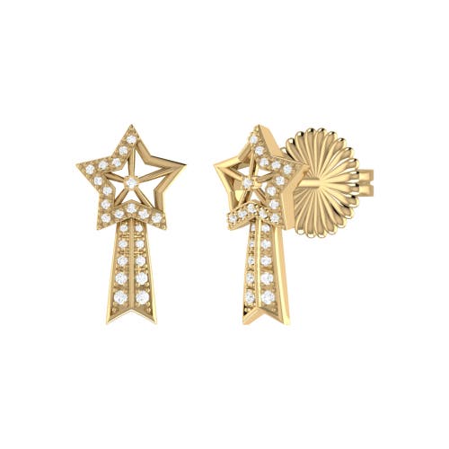 Shop Luvmyjewelry Shooting Star Sterling Silver Diamond Comet Earring In 14kt Gold Vermeil On Sterling